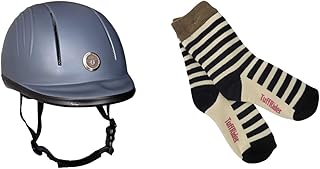 TuffRider Starter Basic Horse Riding Helmet Protective Head Gear for Equestrian Riders with Assorted Strip Socks