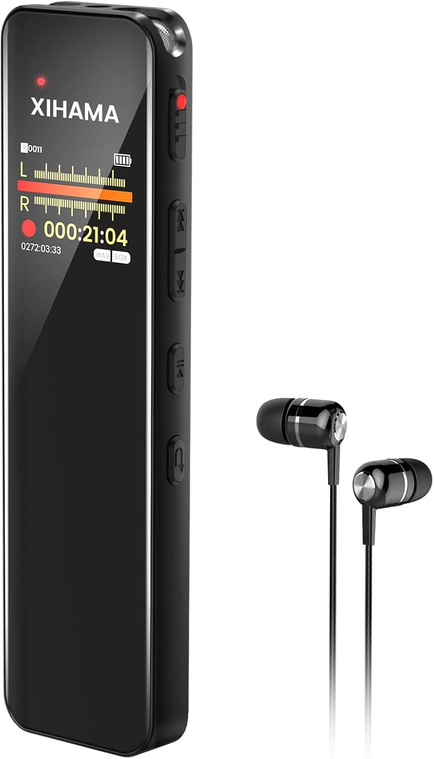 64GB Digital Voice Recorder with Playback, A-B Repeat, Variable Speed Play, Voice Activated Recorder for Lectures, Recording Monitoring, Password Protection, Recording Device, Digital Audio Recorder