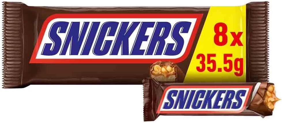 Snickers with Milk Chocolate, Soft Nougat and Caramel, 8 x 35.5g