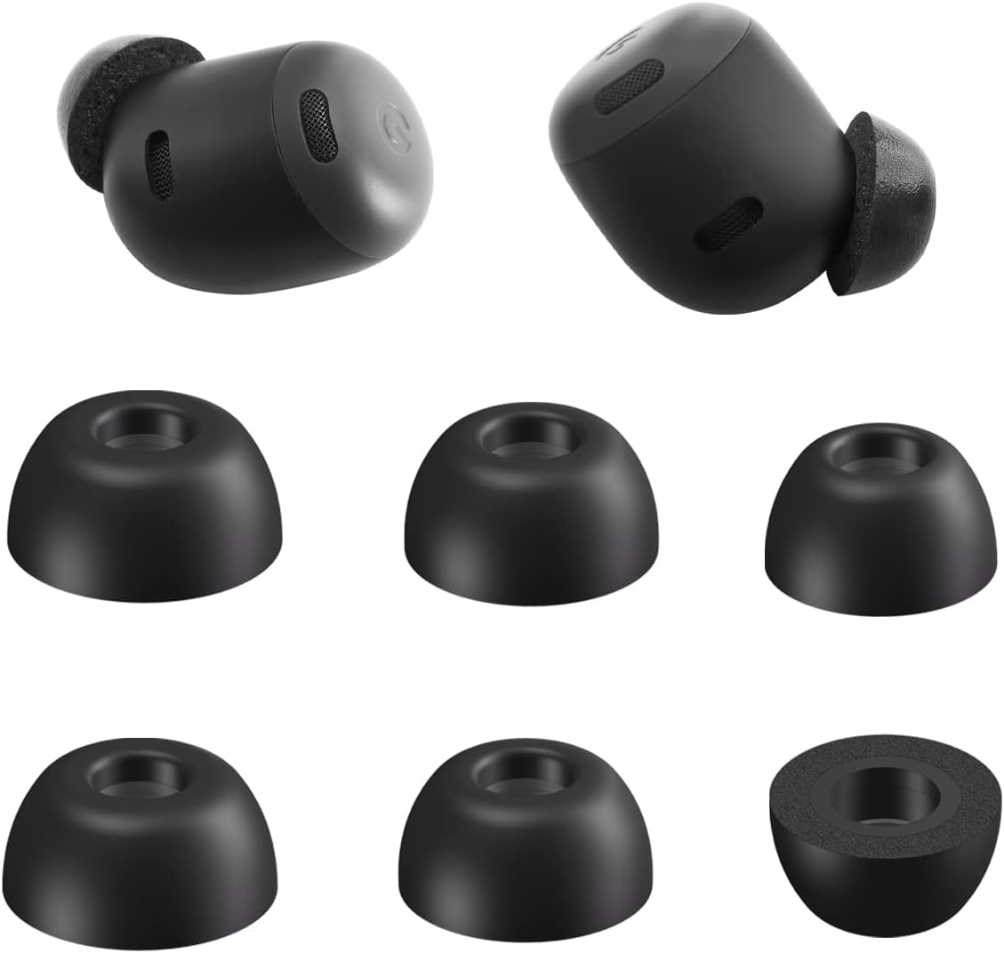 Memory Foam Ear Tips for Google Pixel Buds Pro with Storage Box, Replacement Tips for Google Earbuds Pixel Buds Pro fit Charging Case 3 Pairs LMS