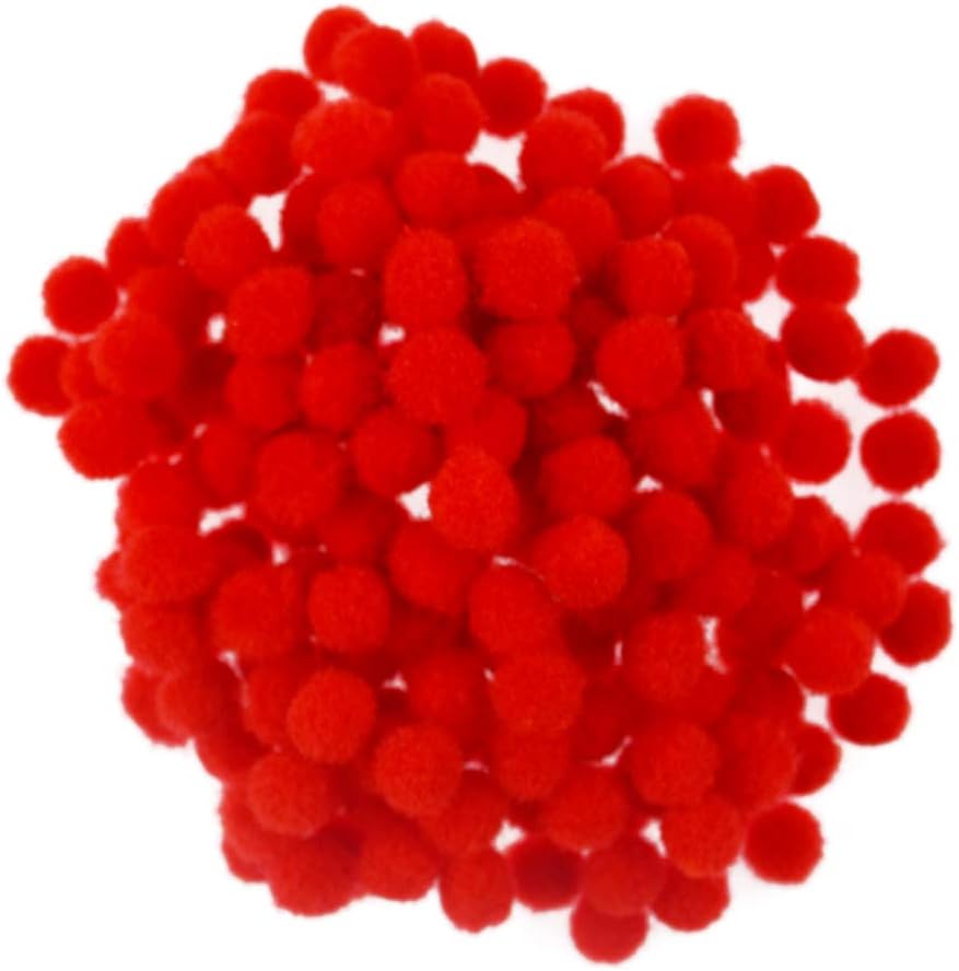 LEZQHB Pom-Poms Ball, 200 pcs 8mm Crafts Small Mini Poms for Crafts - Red Color