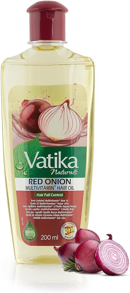 Vatika Naturals Red Onion Hair Oil 200ml | For Anti Hair Fall | Enriched with the Goodness of Rosemary and Olive Oil I 100% Natural Oil Extract | Strengthening Hair From Root To Tip