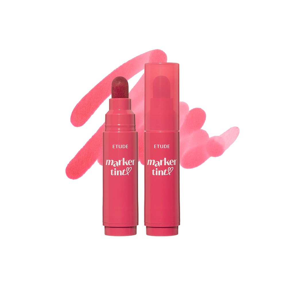 ETUDE Dear Darling Marker Tint, #8 Cherry Punch, Long-Lasting Lip Stain, 5g
