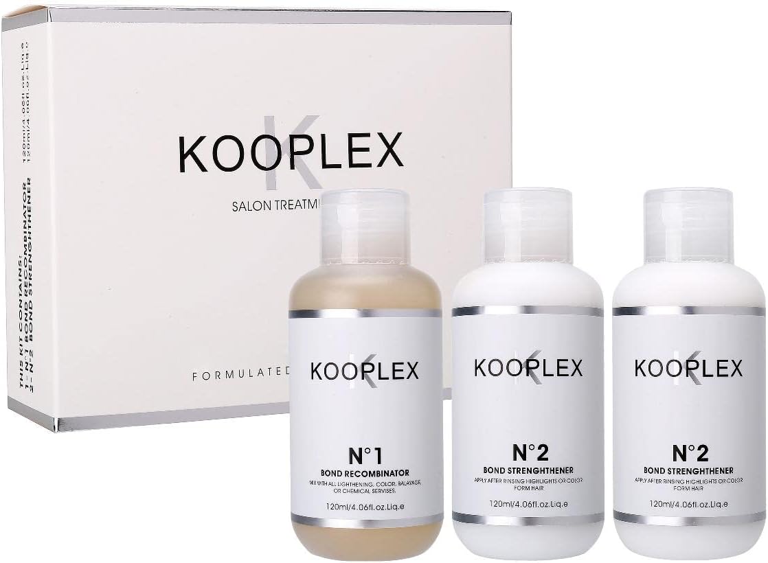 Kooplex Salon Bonding Treatment Kit for Bleaching and Colouring & Keratin Protection for All Hair Types, No1 (120ml) & No2 (240ml)