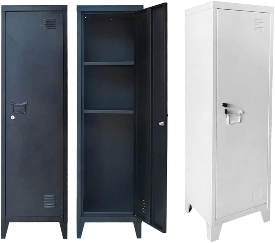 Panana 2 Colors Locker Cabinet Metal Storage Office Filing Cupboard Steel 38x38x137cm (Black)