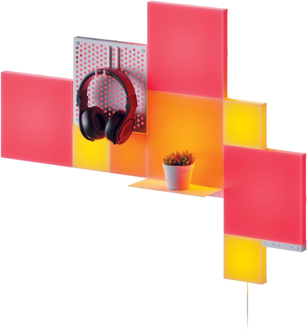 Nanoleaf Blocks 10-Pack Combo Starter Kit | Mix RGBW Color-Changing Wall Light Panels, Light Pegboard & Shelf, Pixel-Art Style, Bluetooth, Wi-Fi Control via App & Voice (Works with Alexa, Apple)