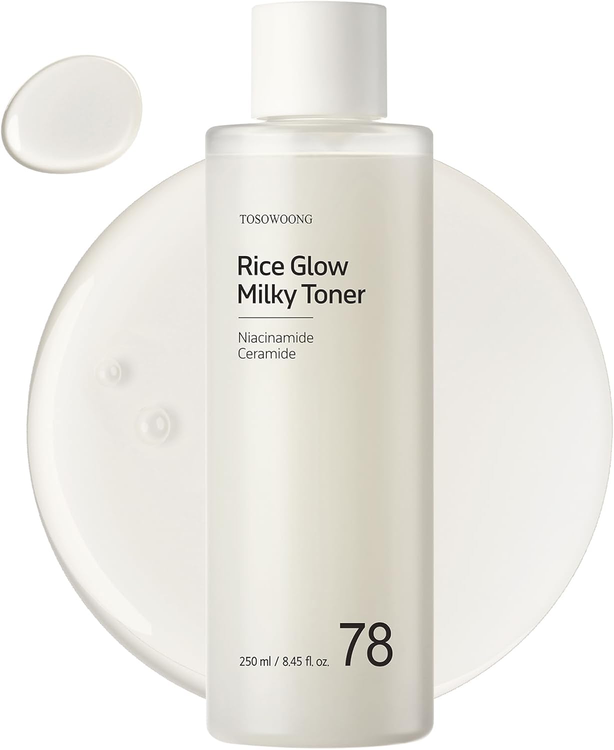 Rice Glow Milky Toner with 784,000ppm Korean Rice Water, Niacinamide, Ceramides, Panthenol, Glow, Glass Skin, Hydrating, Purifying, Fragrance-Free, Korean Skin Care, 250ml, 8.45 fl.oz.
