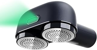 Electric Professional Dual-Head Fabric Shaver and Lint Remover and Clothes Shavers with Green Light aided Identification, Rechargeable with 2 Spare Blades, 3-Speeds (M5)