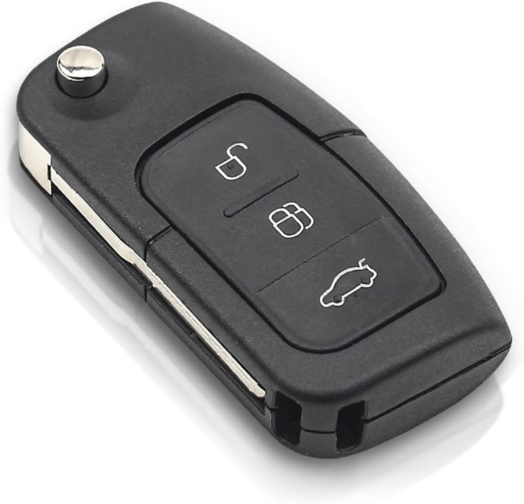 HooRLZ FORD Key Fob Replacement For FORD Focus Fiesta MK7 C-Max S-Max Kuga KA Mondeo MK4 Galaxy Connect Ecosport, Remote Car Key Cover Case 3 Button, FORD Fiesta Key Case, FORD Focus Key Fob