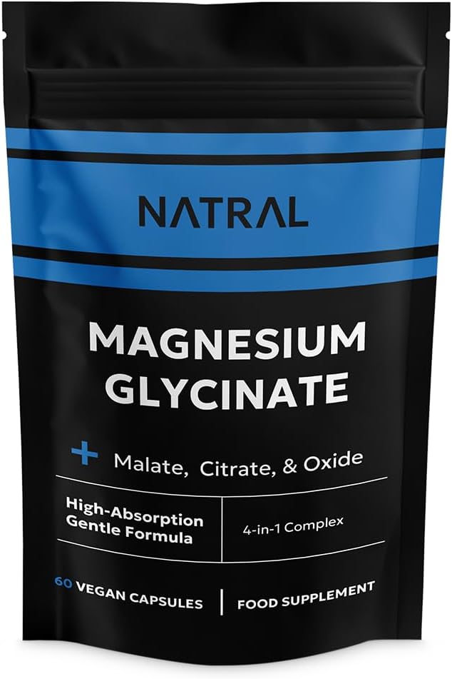 Magnesium Glycinate 4-in-1 Complex with Bisglycinate, Citrate, Malate, and Oxide- Superior Absorption - 60 Vegan Capsules - for Sleep & Muscle Function