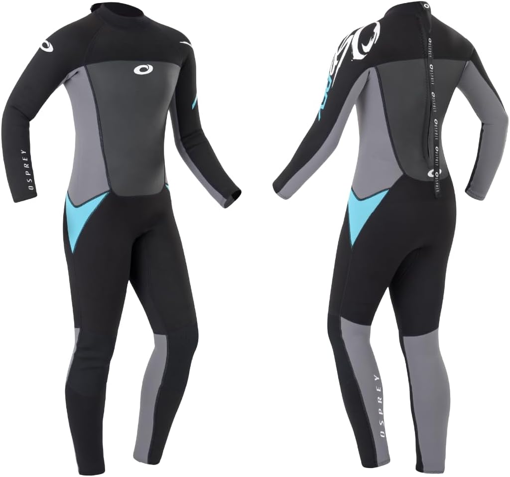 Osprey Womens Full Length Wetsuit, 3MM Summer Wetsuit, Blue/Black, Multiple Sizes