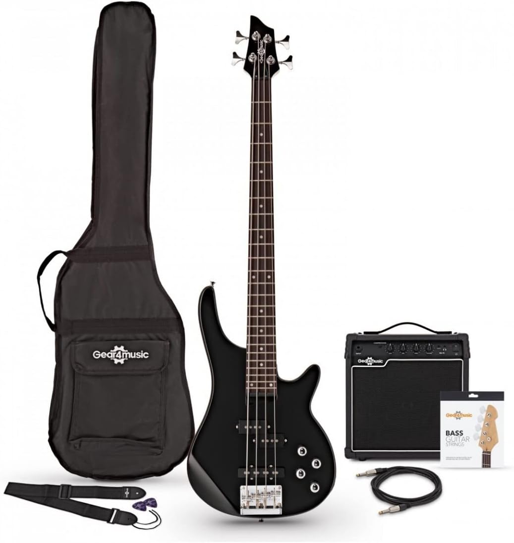 Electric Bass Guitar Chicago by Gear4music Beginner Pack with 15W Amp
