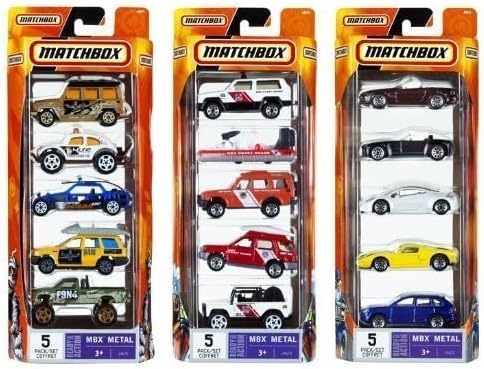 Matchbox Set of 15 Toy Cars and Trucks with 3 Themed 5-Packs of 1:64 Scale Die-Cast Vehicles (Styles Will Vary) Bundle