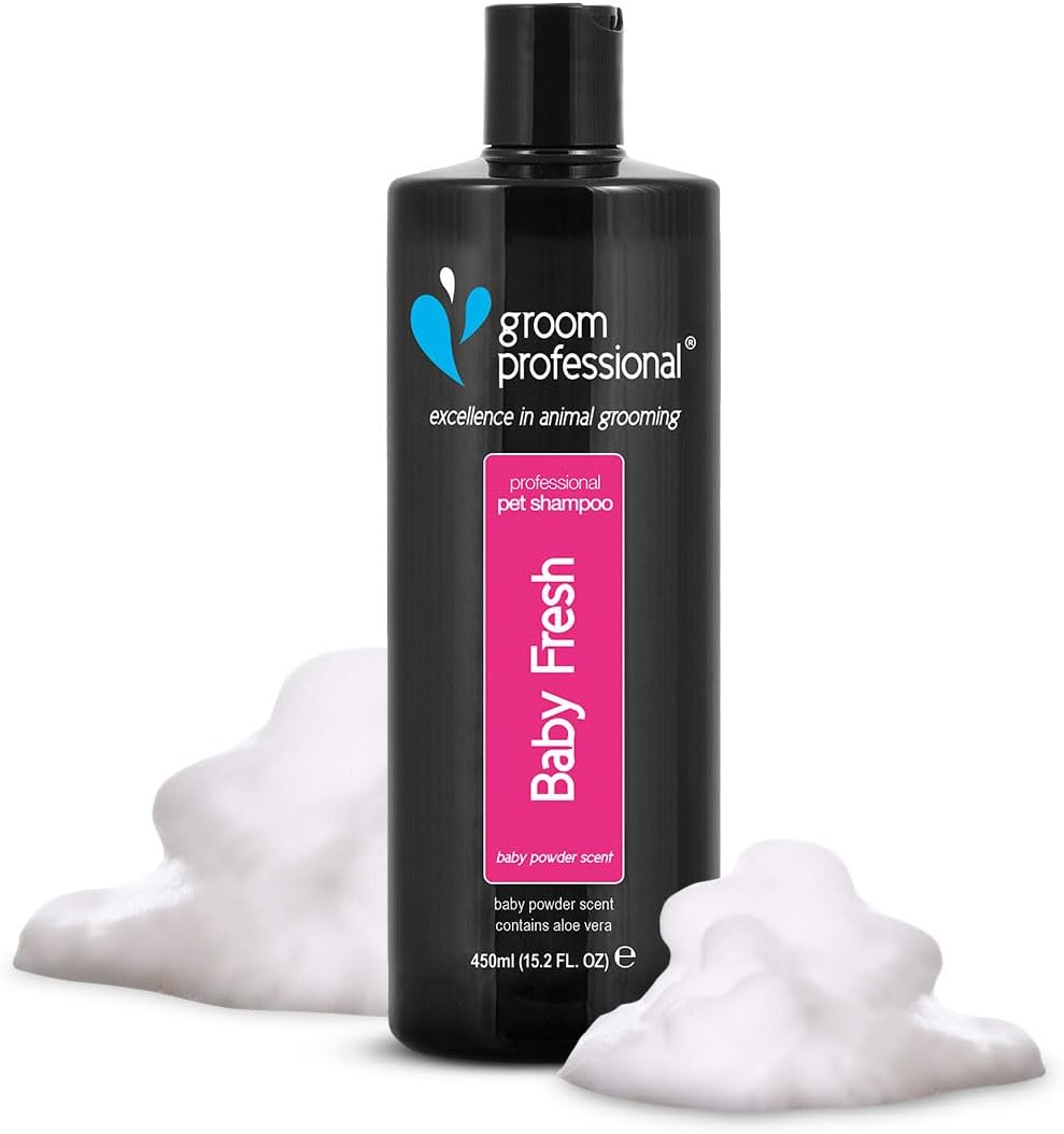 GROOM PROFESSIONAL Baby Fresh Dog Shampoo - Dog Shampoo for Sensitive Skin - Baby Powder Dog Shampoo - For Itchy & Dry Skin - Gentle Scented Puppy Shampoo - For Smelly Pups, 450ml