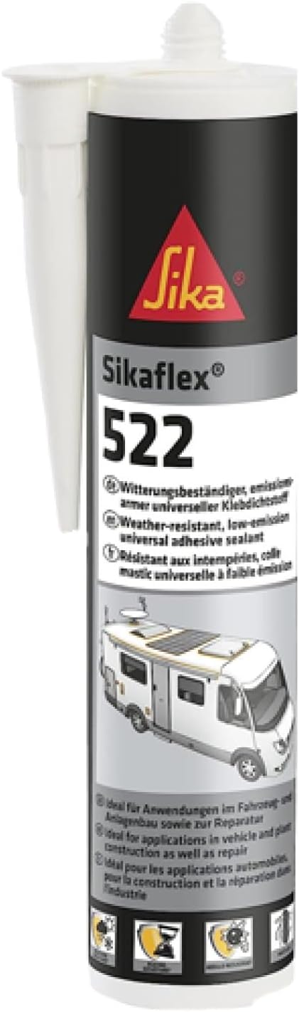 Sika 522 Caravan and Motor Home Adhesive Sealant Cartridge, Black, 300 ml