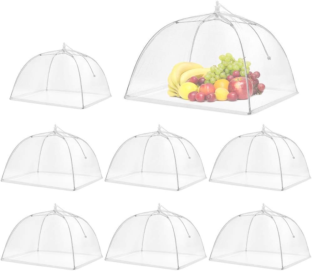 Mesh Food Covers, 8 Pack Large and Tall Food Covers for Outside, 17"x17" Pop-Up Mesh Food Covers Tent Umbrella for Outdoors, Screen Tents, Parties Picnics, BBQs, Reusable and Collapsible