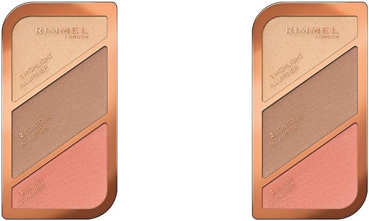 Rimmel London Sculpting Highlighter Palette 3-tone, Coral Glow, 18.5 g (Pack of 2)