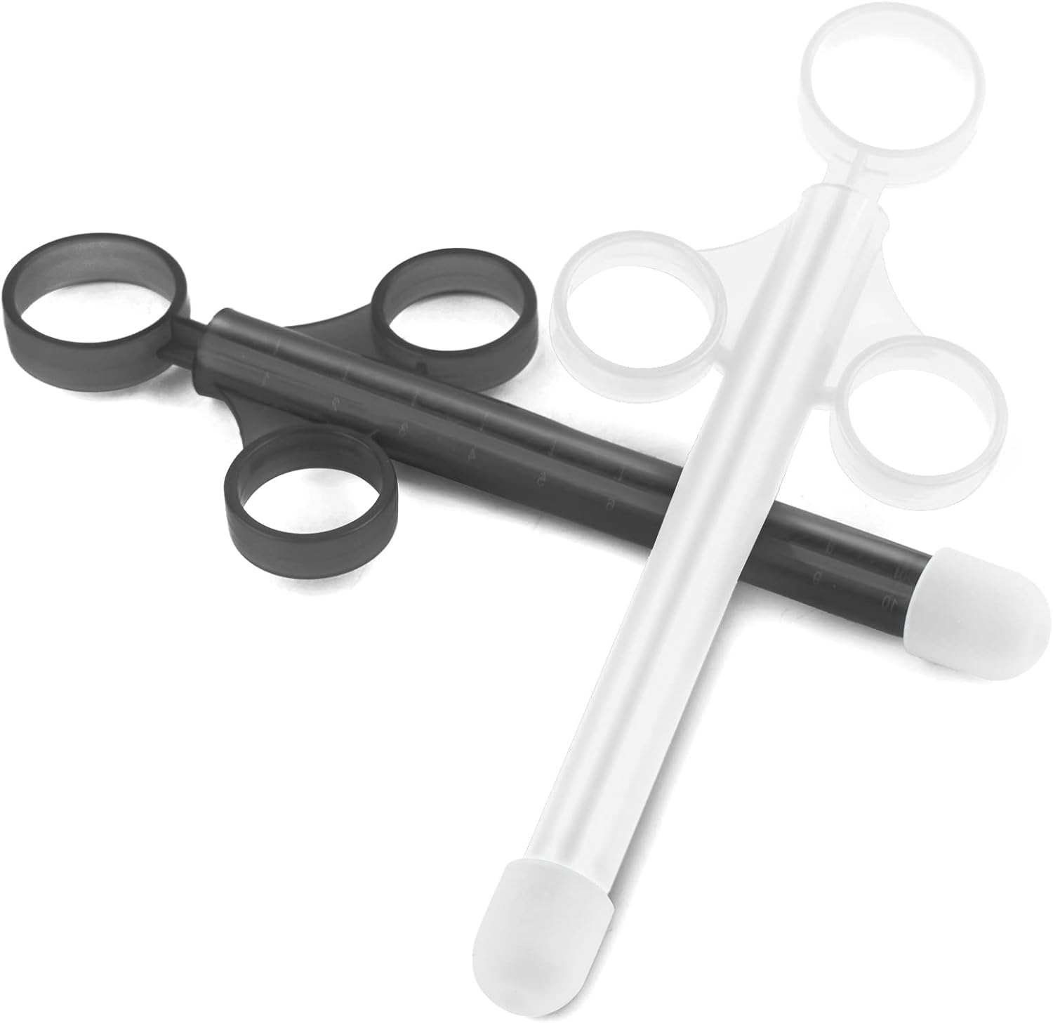 Lubricant Lube Applicator Syringes, Lubricant Tube Shooter with Smooth Rounded Cap for Men, Women & Couples, Reusable, Easy Use & Clean [10ml Scales] (White & Gray)