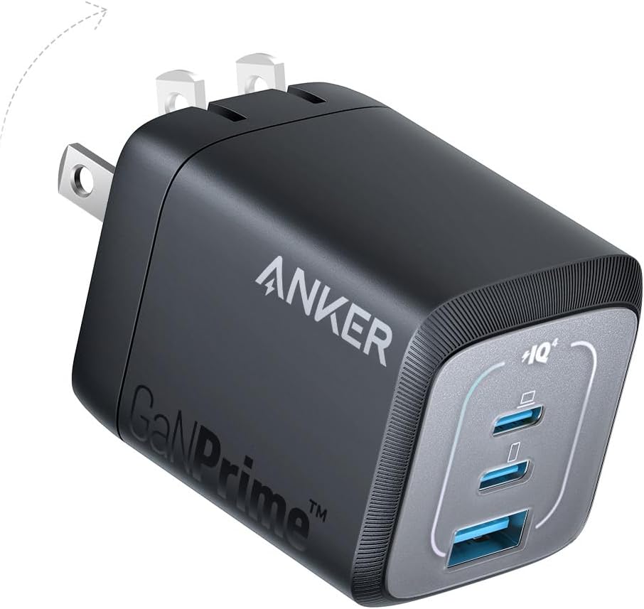 Anker Prime 67W USB C Charger, Anker GaN 3-Port Compact Fast PPS Wall Charger, for MacBook Pro/Air, Pixelbook, iPad Pro, iPhone 16/15/Pro, Galaxy S25/S24, Note20, Pixel, Apple Watch
