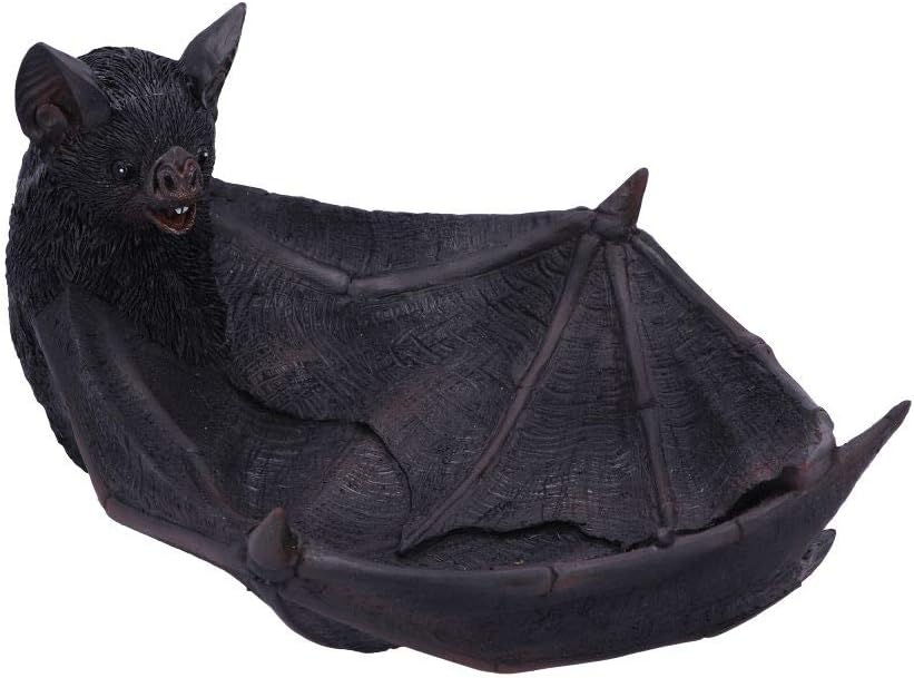 Nemesis Now Winged Watcher Bat Trinket Holder Jewellery Dish, Polyresin, Black