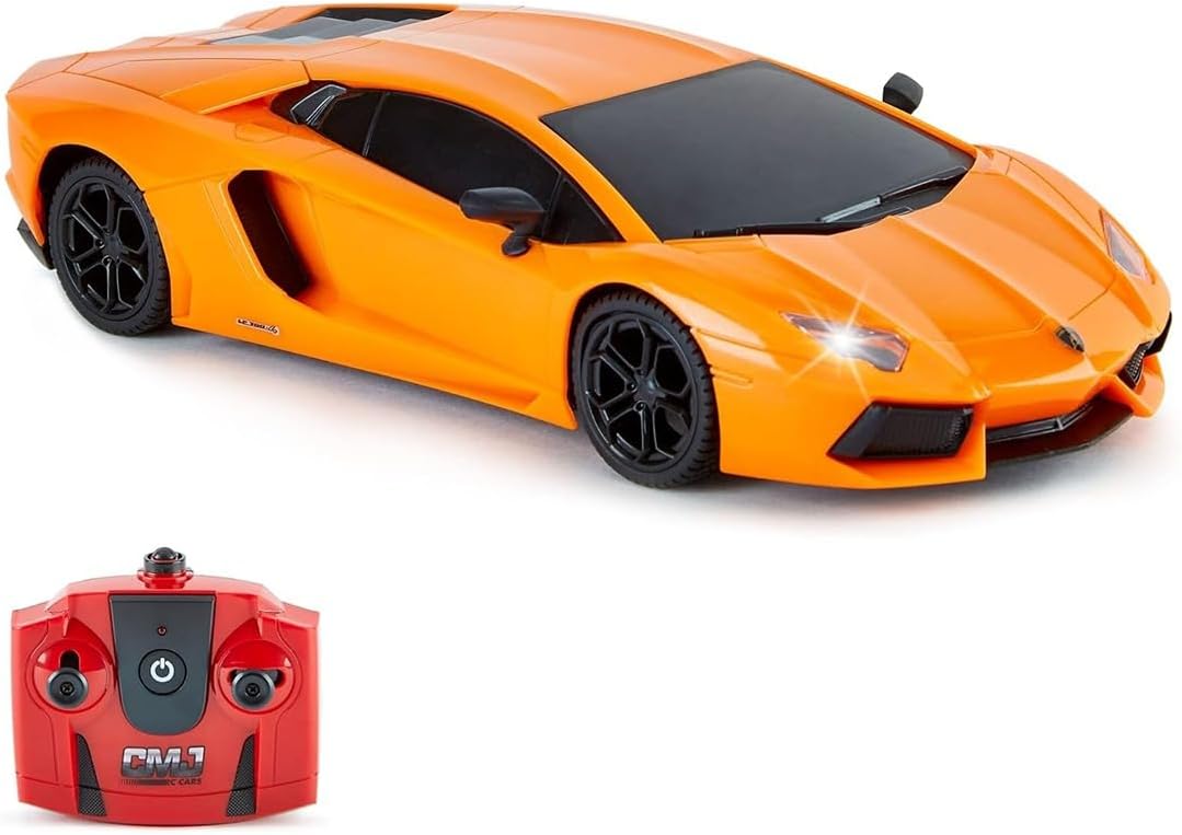 CMJ RC Cars Lamborghini Aventador LP700-4 Officially Licensed Remote Control RC Car 1:24 Scale Working Lights 2.4Ghz (Orange)