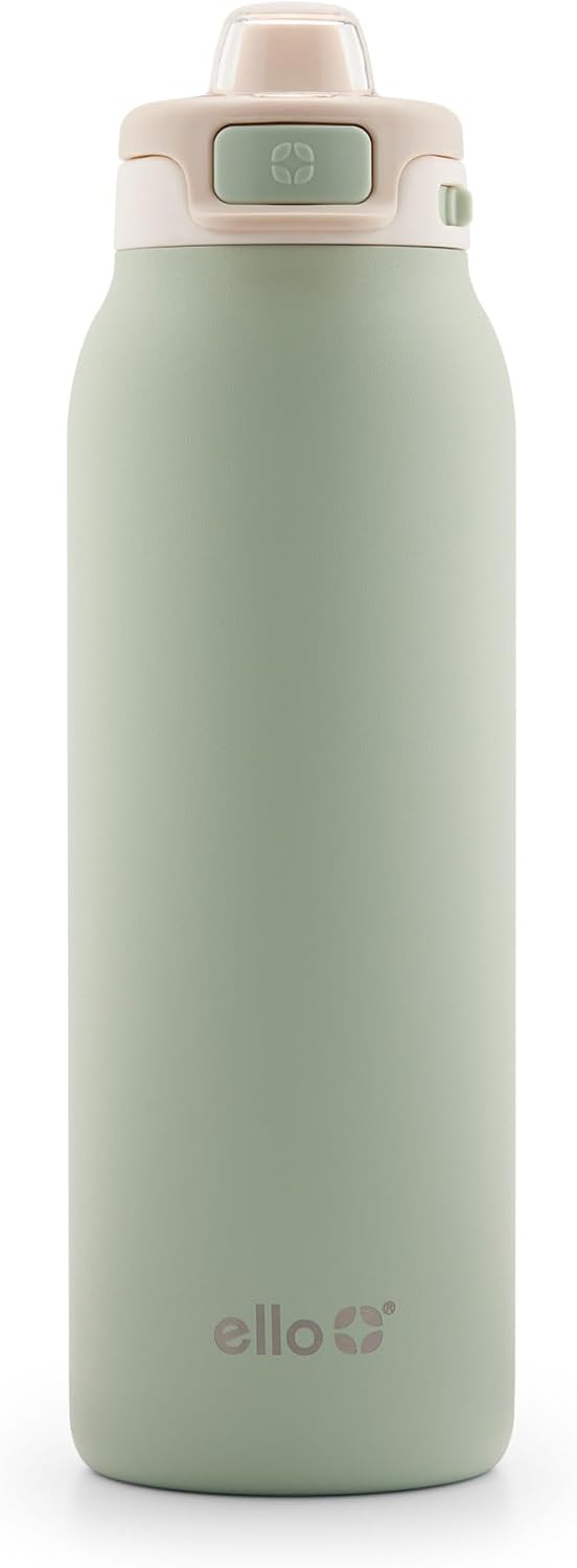 Ello Pop & Fill Stainless Steel Water Bottle with Quick Fill Technology, Double Walled Vacuum Insulated Metal, Leak Proof Locking Lid, Sip and Chug, BPA Free, Holiday Gift for Him Her, 22oz, 32oz