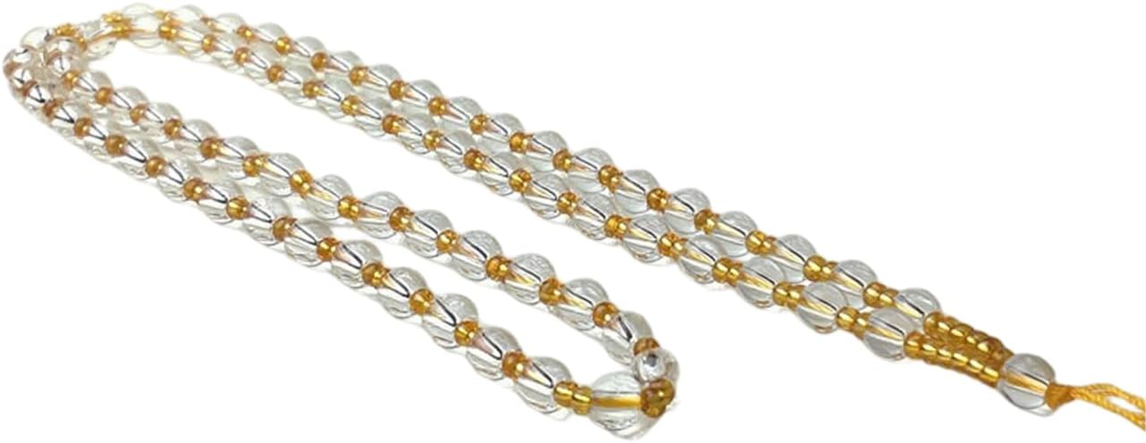 18. Clear & Yellow Luminous Bracelet - 6mm Transparent Round with Sunny Yellow Accents