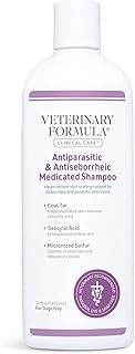 Veterinary Formula Clinical Care Antiparasitic & Antiseborrheic Medicated Dog Shampoo, 16 oz – Paraben, Dye, Soap Free – Hydrating and Antifungal Shampoo for Dogs, White
