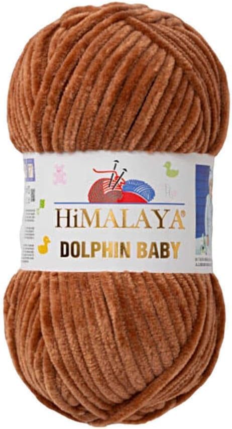 Himalaya Dolphin Baby Yarn Each Skein 100gr 120m Super Bulky Yarn for Knitting&Crocheting Ideal for Cardigans Shawls Blankets Hats and Home Textiles (1, 80337 Dark SAFRANE)