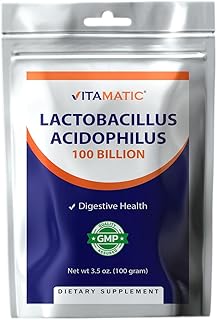 Vitamatic Lactobacillus Acidophilus Probiotic Powder - Digestive Health Support - 100 Gram (3.5 OZ) - 100 Servings
