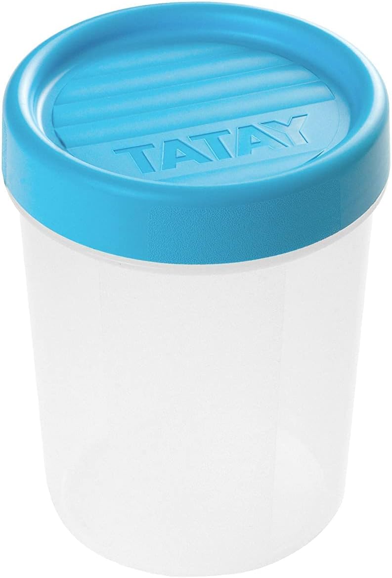 TATAY Food Storage, Airtight, 0.4L of Capacity, Screw Lid, BPA free, Suitable Microwave and Dishwasher, Blue. Measures: 8,5 x 8,5 x 11,1 cm