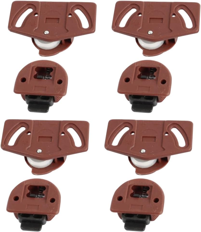 4 Pairs Sliding Door Rollers: Complete Sliding Door Wheels, Latch, and Gear Kits for Furniture Wardrobes and Cabinets; Durable PA Plastic and Nylon