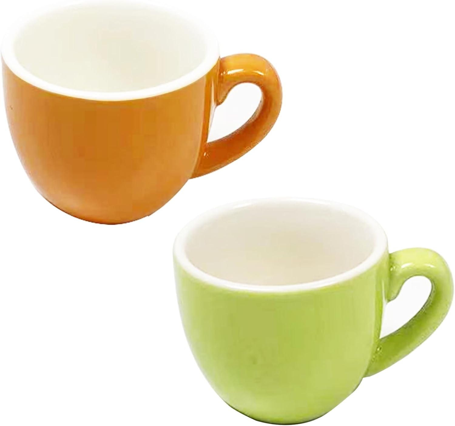 Espresso Cups Set, 2.7 oz Ceramic Espresso Shot Cups, Ideal for Coffee, Tea, Microwave & Dishwasher Safe (Orange and Green)