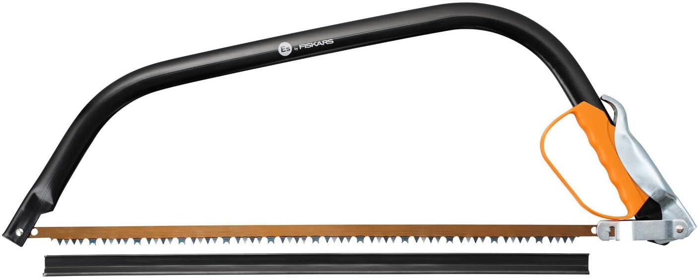 Fiskars 24” Bow Saw SW31, Fixed blade, Length: 70 cm, Plastic blade guard included, Steel, Black/Orange, 1000615