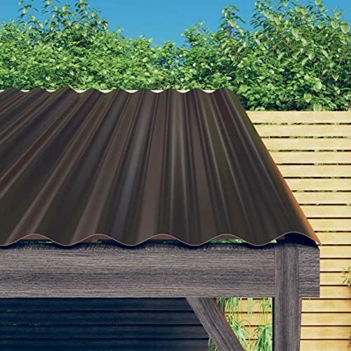 QRZCZXNP Roof panels Powder coated Steel Roof Panels Set of 12 Corrugated Roof Sheets for Greenhouses Sheds Carports Huts Kennels or Garages Brown 100x36 cm