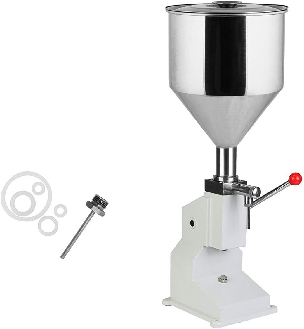 VEVOR A03 Manual Paste Liquid Filling Machine, 5-50ml Adjustable Bottle Filler Machine with 10L Hopper for Filling Paste/Cream/Cosmetic/Perfume/Drink/Medicine/Shampoo/Lip Gloss