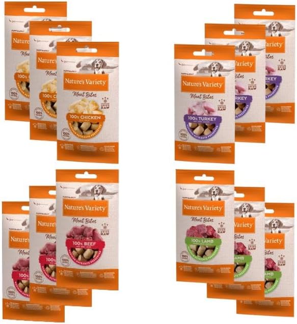 Nature's Menu Freeze-Dried Meat Bites Multi-Pack (12 x 20g) - Chicken, Beef, Lamb & Turkey