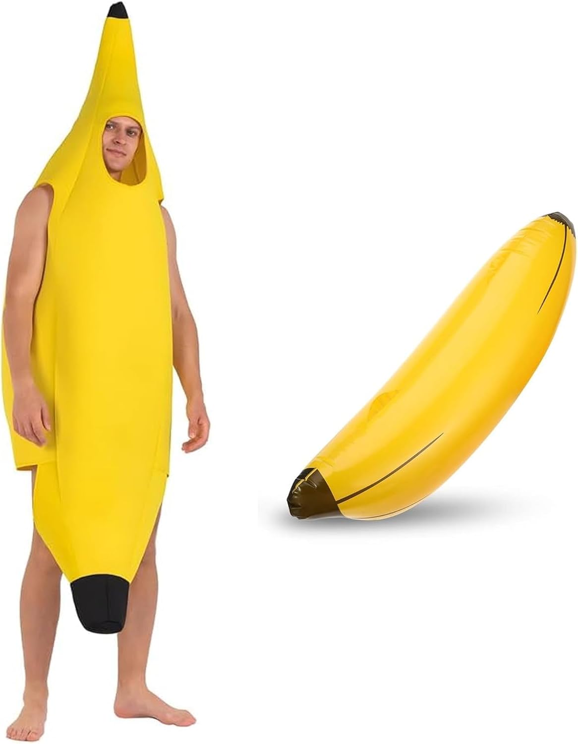 GegXcn 2pcs Banana Costume, Inflatable Banana Toy, Fruit Costume, Adult Halloween Costumes, for Christmas, Parties, Carnivals, Cosplay