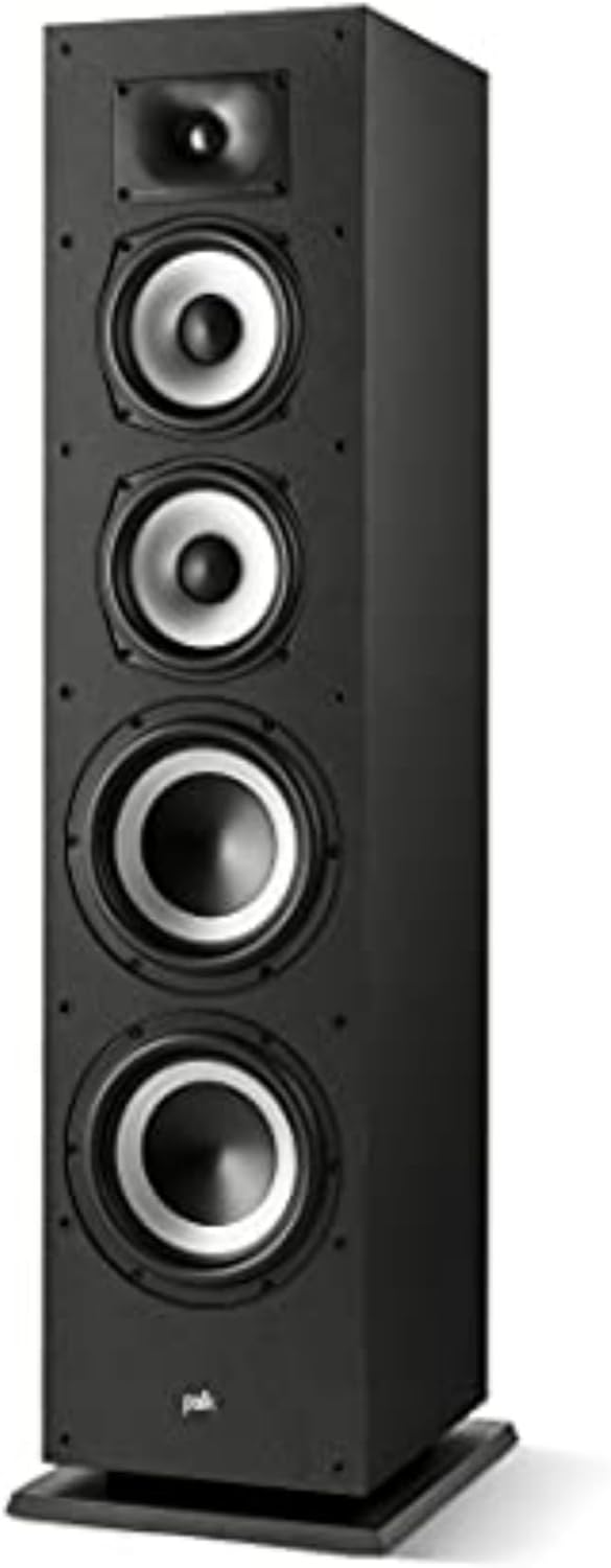 Polk Monitor XT70 Large Tower Speaker - Hi-Res Audio Certified, Dolby Atmos & DTS:X Compatible, 1" Tweeter, (2) 6.5" Dynamically Balanced Woofers, (2) 8" Passive Radiators (Single, Midnight Black)