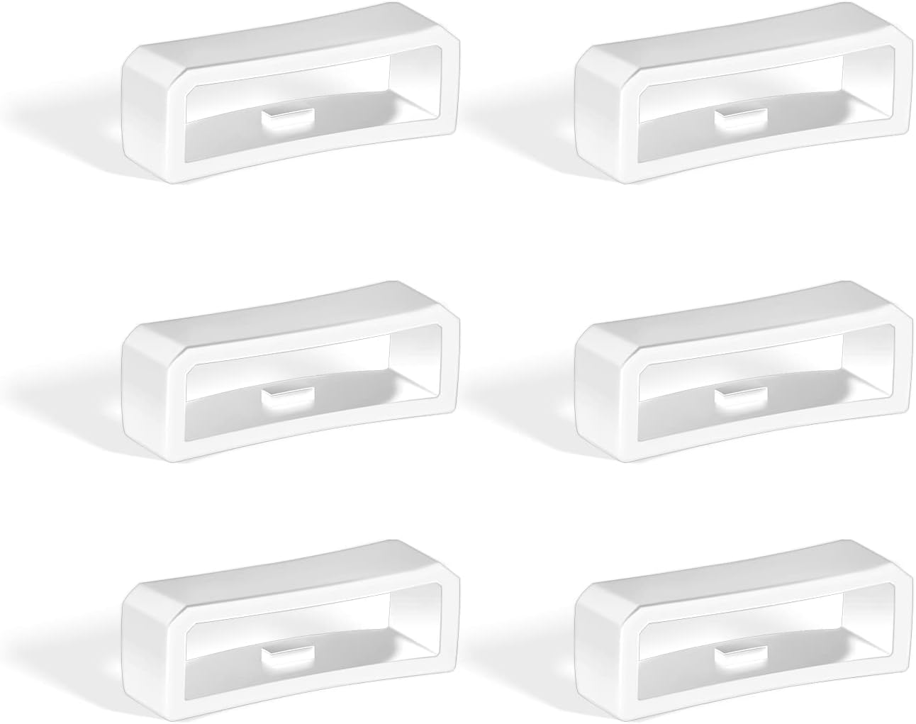 SAVITA 6pcs 20mm Watch Strap Holder Loop, Silicone Watch Band Keeper Retainer Replacement Watch Fastener Rings for Smartwatch Band Wristband (White)
