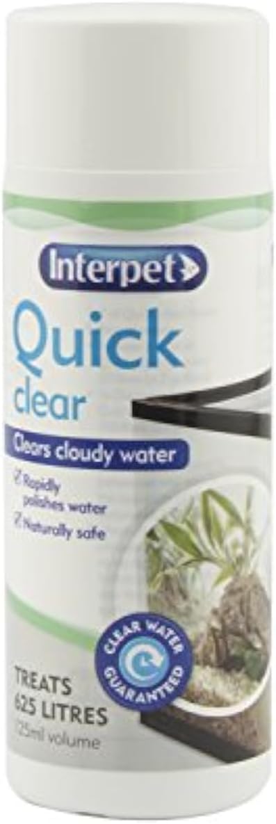 Interpet Quick Clear Aquarium Fish Tank Treatment, 125 ml, Rapidly Clears Cloudy Water, Natural and Safe Ingredients, for Freshwater Aquariums