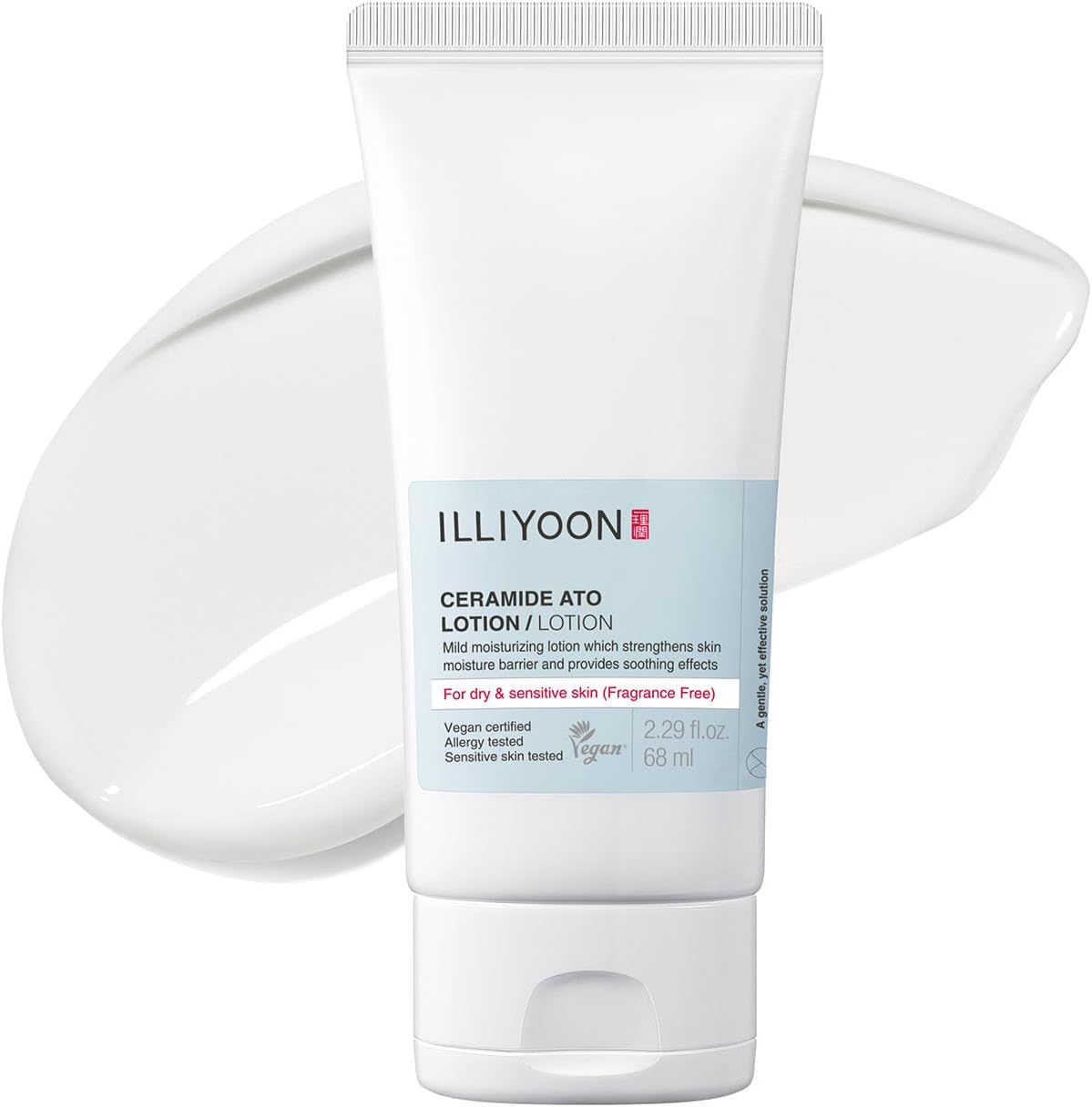 ILLIYOON Ceramide Ato Lotion 68ml(2.3fl.oz) | Strengthening and restoring skin barrier with Soy Ceramide for Dry & Sensitive Skin | Gentle moisturizer for Infants and Adults | Vegan | Fragrance Free