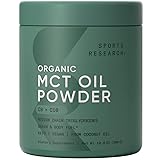 Sports Research Organic MCT Oil Powder - Keto & Vegan MCTs C8, C10 from Coconuts - Fatty Acid Brain & Body Fuel, Non-GMO & Gluten Free - Unflavored, Perfect in Coffee, Tea & Protein Shakes - 10.6 oz