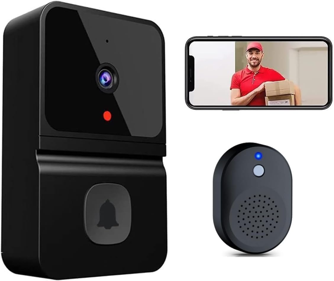 Video Door Bells Wireless WiFi Video Doorbell with Camera Smart Security Video Doorbell Camera with Cloud Storage, Two-Way Audio Home Intercom, Battery Powered, Live View, HD Night Vision (Black)