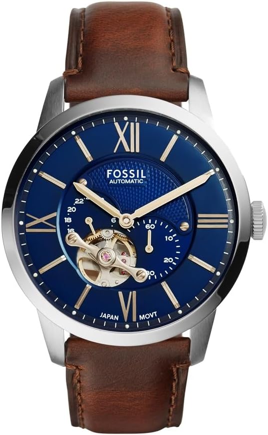 Fossil Men's Townsman Automatic Stainless Steel and Leather Two-Hand Skeleton Watch
