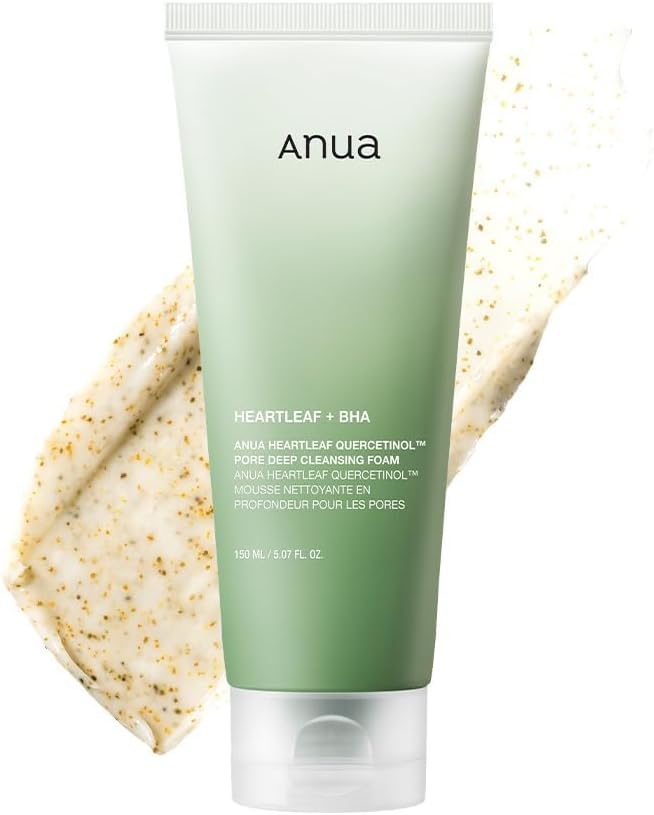 ANUA Heartleaf Quercetinol Pore Deep Cleansing Foam, Facial Cleanser, for Double Cleansing, BHA, Hyaluronic Acid, Glycerin, Face Wash, Blackhead Remover, Korean Skincare, 150ml/5.07 fl.oz.