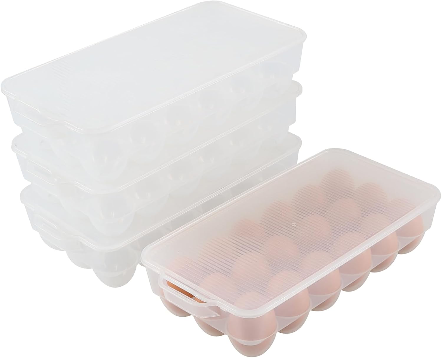 Qqbine Plastic Fridge Egg Trays Storage Container, 4 Packs for Holding 72 Eggs