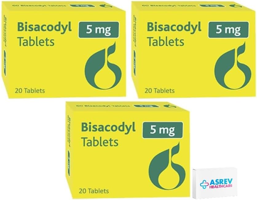 Constipation Relief 5mg Gastro-Resistant 20 Adult Tablet (Pack of 3 - Total 60 Tablets) Effective Overnight Constipation Relief & Stool Softener Supports Digestion, Eases Nausea