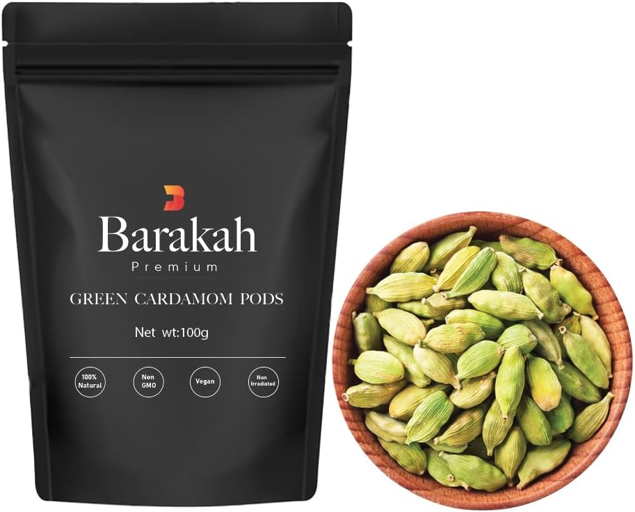 Green Cardamom Pods 100g | Premium Whole Cardamom for Cooking, Baking, Tea & Spices | Aromatic, Natural & Pure | Non-GMO, Gluten-Free, No Additives
