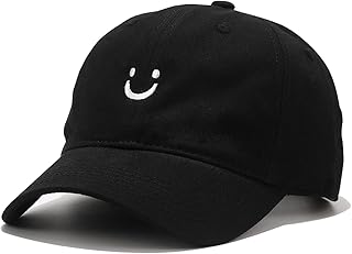 Umeepar Smile Face Baseball Cap for Women Men Adjustable Low Profile Unstructured Cotton Dad Hat